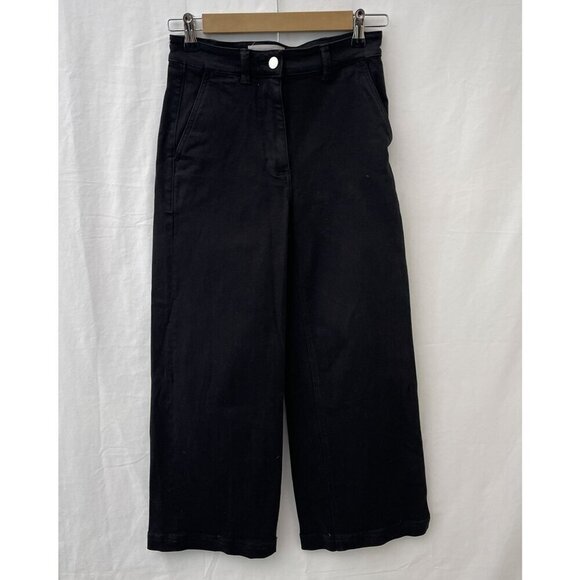 Everlane High-Waist Straight Baggy Wide-Leg  Jeans Stretch Black Denim Women 2 - Picture 1 of 12